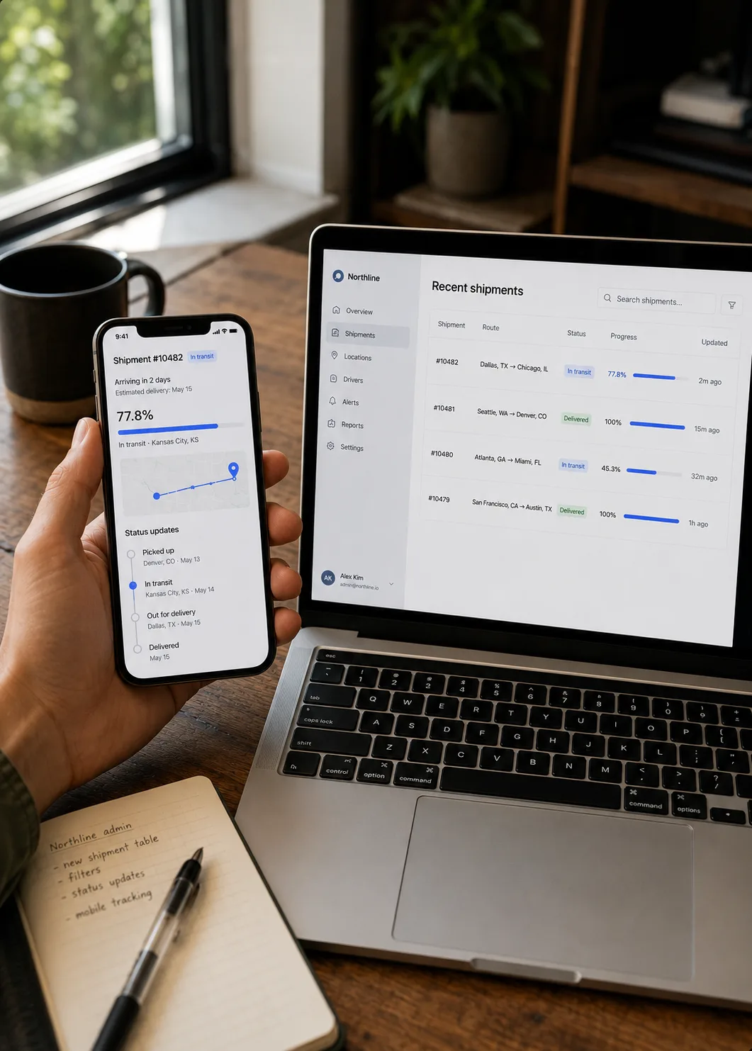 A working web and mobile prototype showing live shipment data — the kind of real software users can test today.